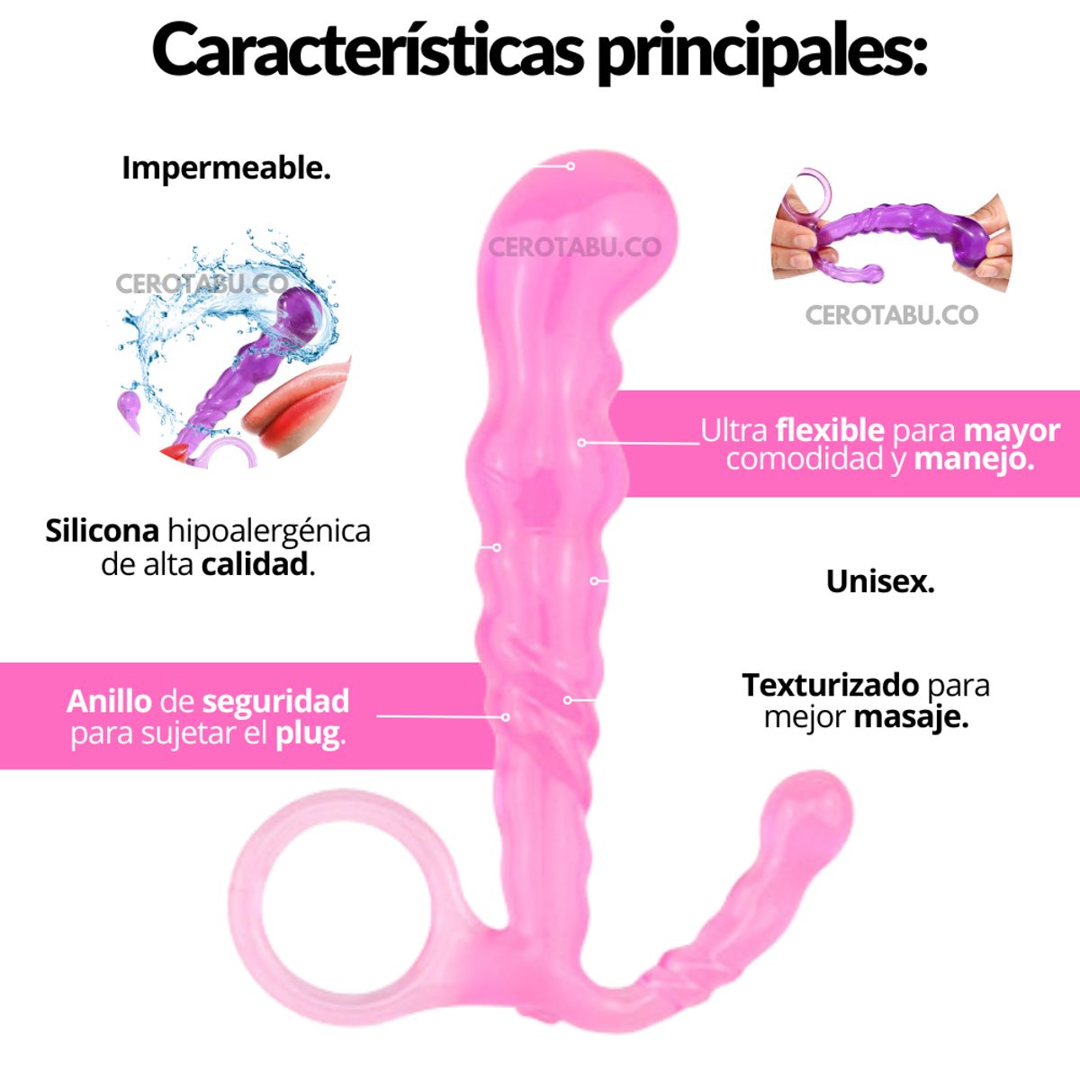 GENERICO - Plug Anal Masajeador Prostatico En Silicona Juguete Sexual