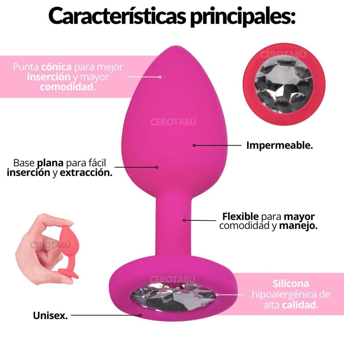 GENERICO - Plug Dilatador Estimulador Anal En Silicona Talla M Juguete Sexual