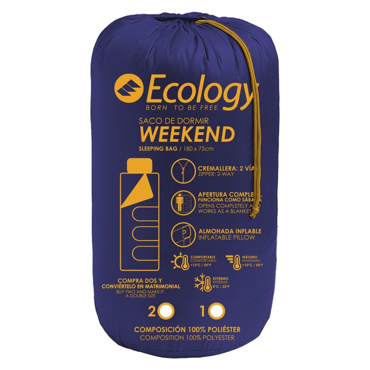 ECOLOGY - Sleeping Bag Ecology Saco De Dormir Con Almohada G-Azul