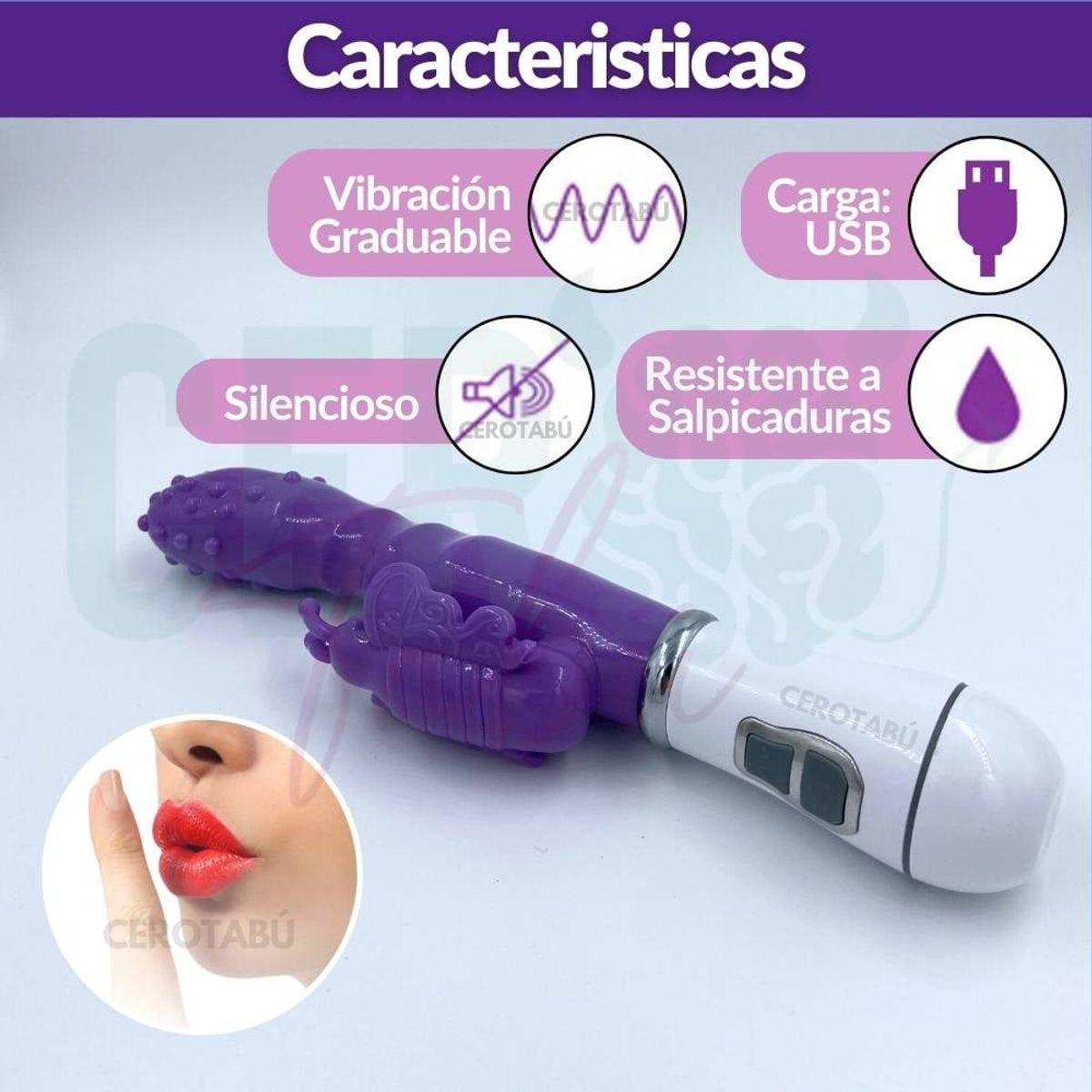 GENERICO - Vibrador Recargable Consolador Doble Estimulación Rosado