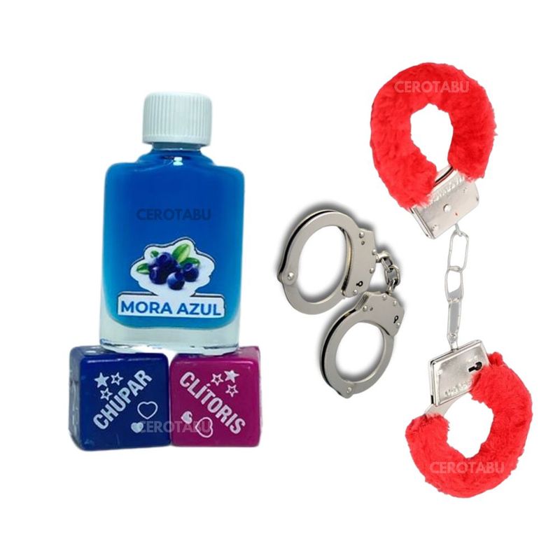 GENERICO - Esposas Bdsm Con Llave + Dados Eróticos 2 + Aceite Sexo Oral