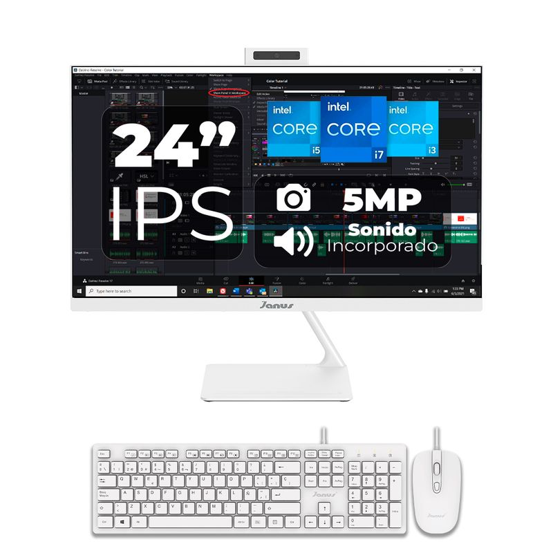 GENERICO - Computador All in One JANUS 24" Intel Core i5 12400 – 16GB RAM SSD 512GB Blanco