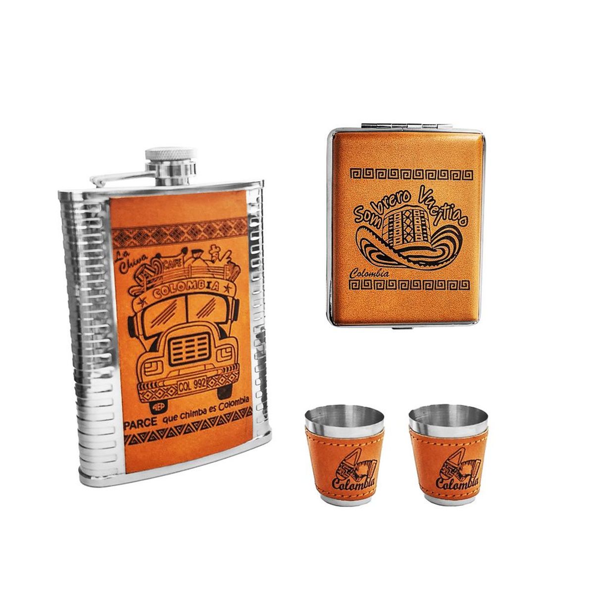 DAYOSHOP - Licorera Whiskera Cantimplora Acero Copas Artesanía Colombia