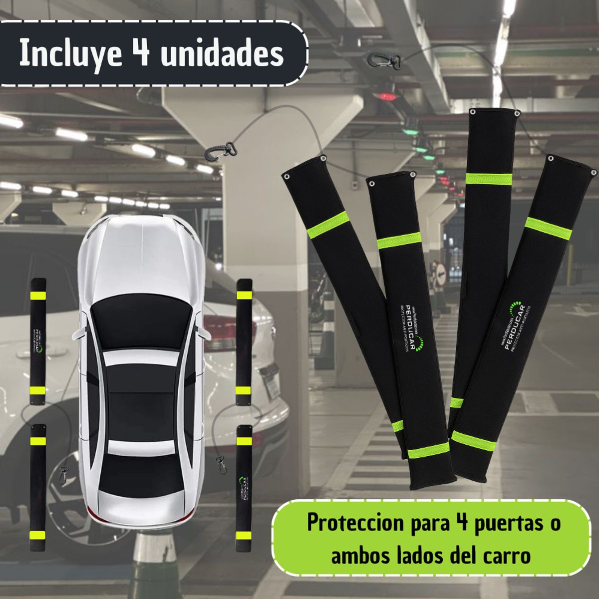 GENERICO - Protector Puerta Carro Magnético Antiportazo Gris 2lados 4u