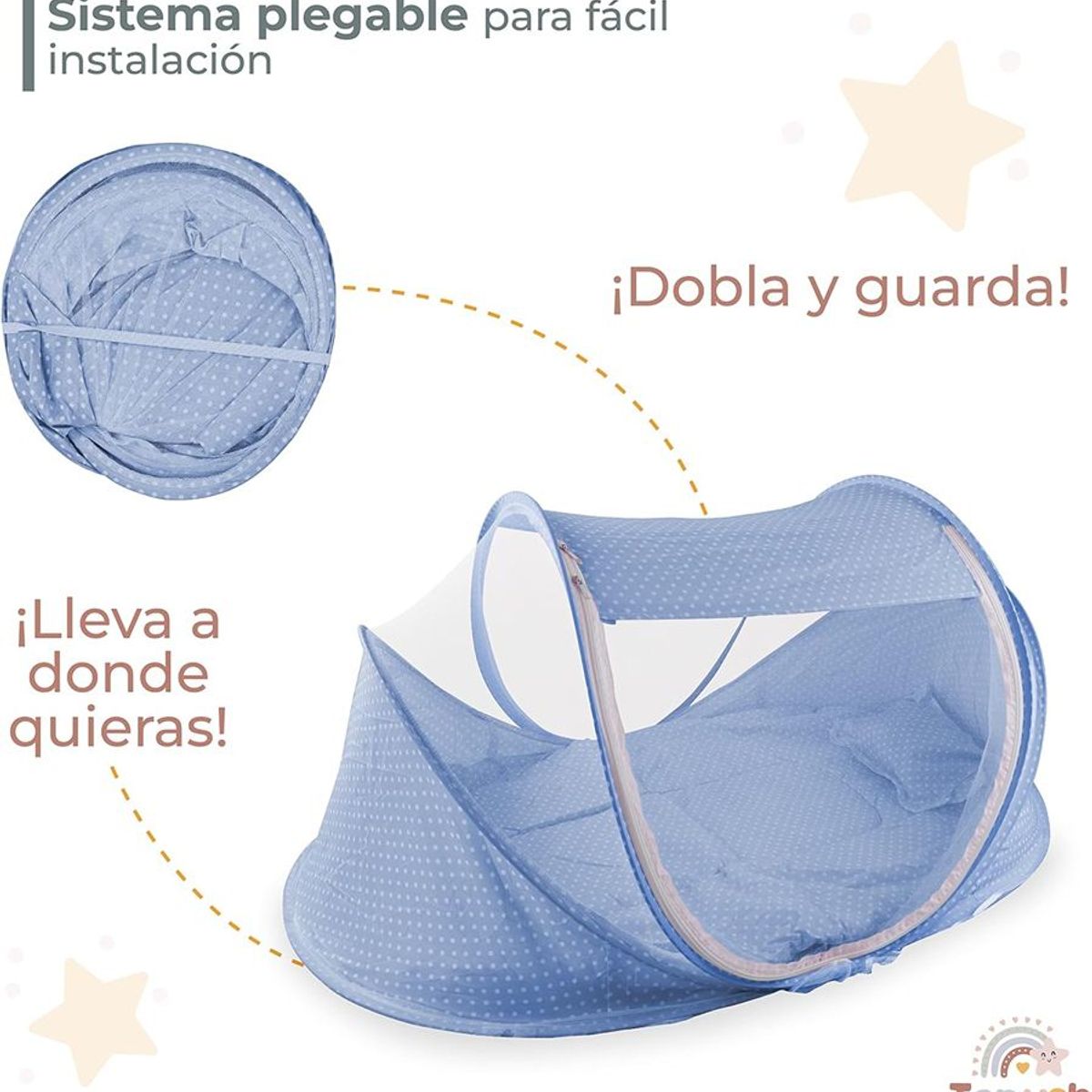 GENERICO - Mosquitero plegable  cuna de bebé colchón almohada 3 piezas