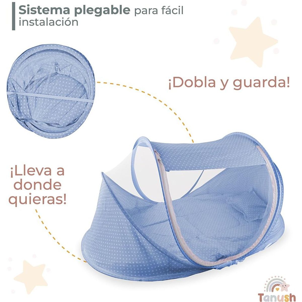 GENERICO - Mosquitero plegable  cuna de bebé colchón almohada 3 piezas