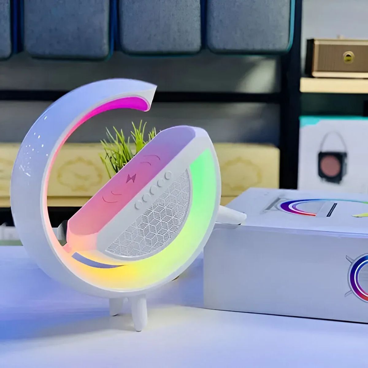 TECNOHOGAR JS - Despertador Digital Estación De Carga Inalámbrico Rgb Reloj
