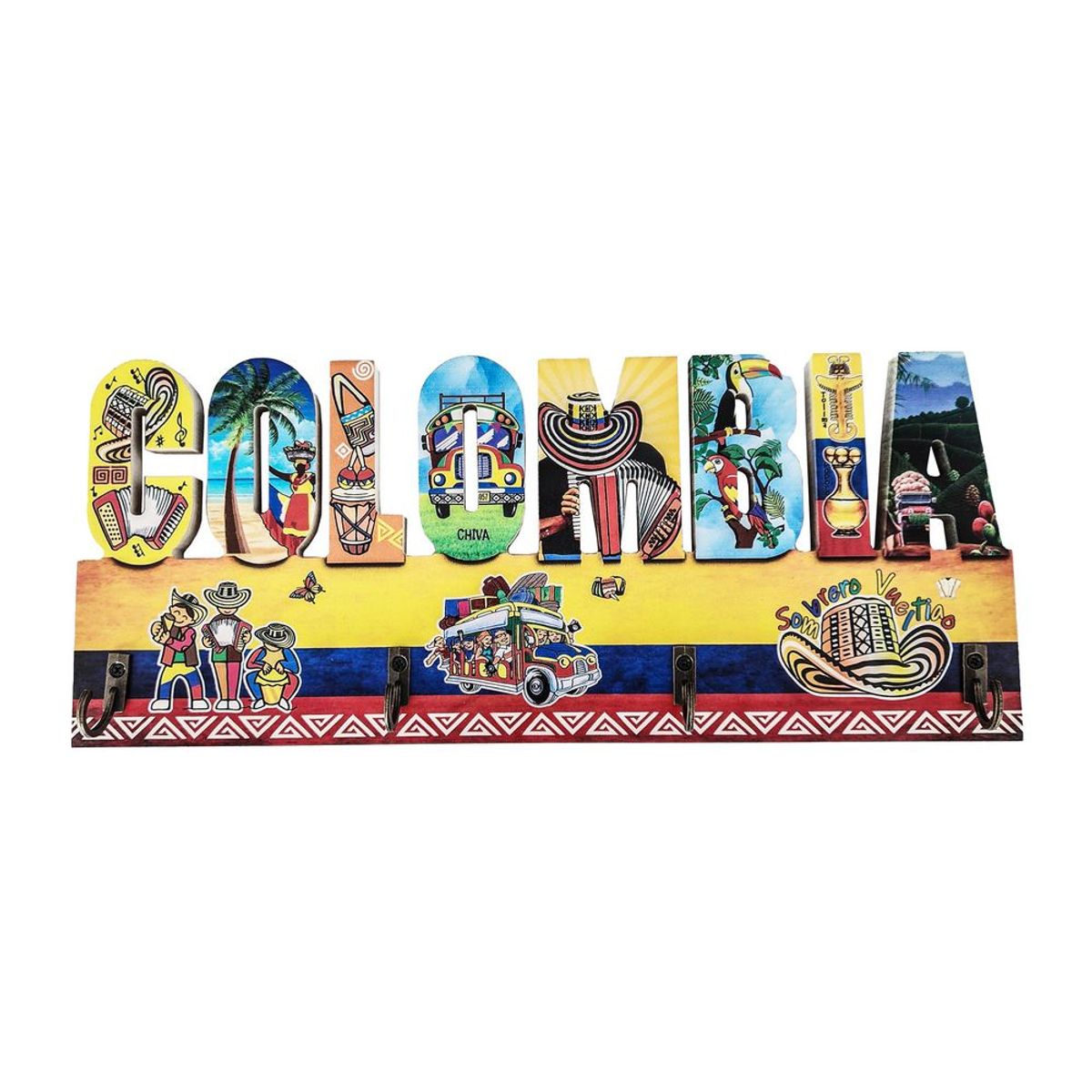 DAYOSHOP - Porta Llaves Para Pared Artesanía Sombrero Chiva Colombia