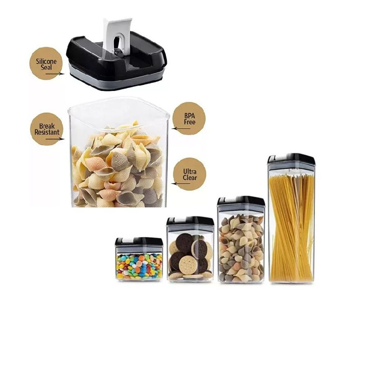 GENERICO - Set 7 Contenedores Hermeticos Para Granos comida