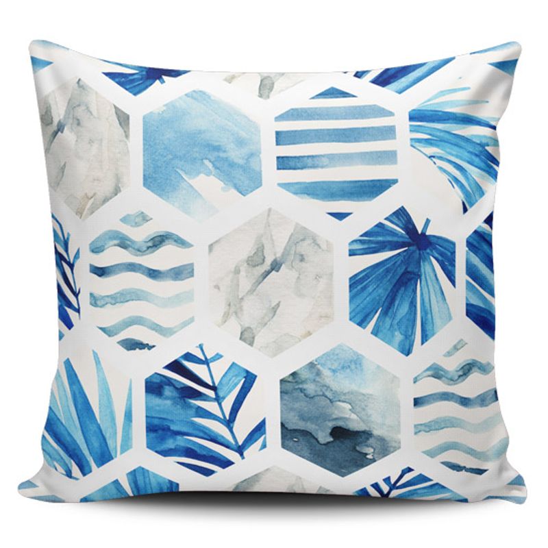 TAYRONA STORE - Funda Cojin Sin Relleno Palmas Azules 06