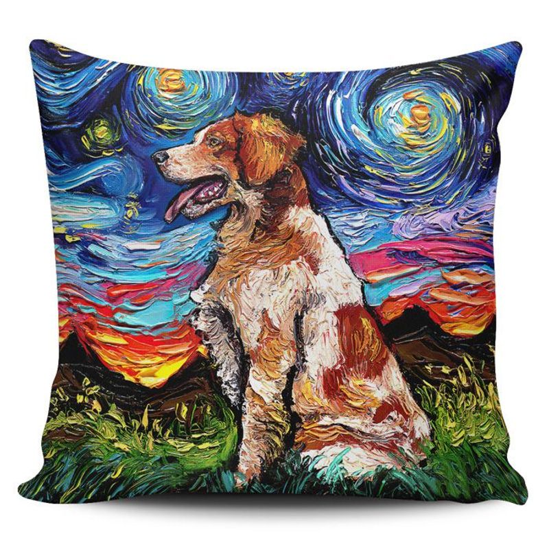 TAYRONA STORE - Funda Cojin Sin Relleno Noche Estrellada Perro Brittany Spaniel Night