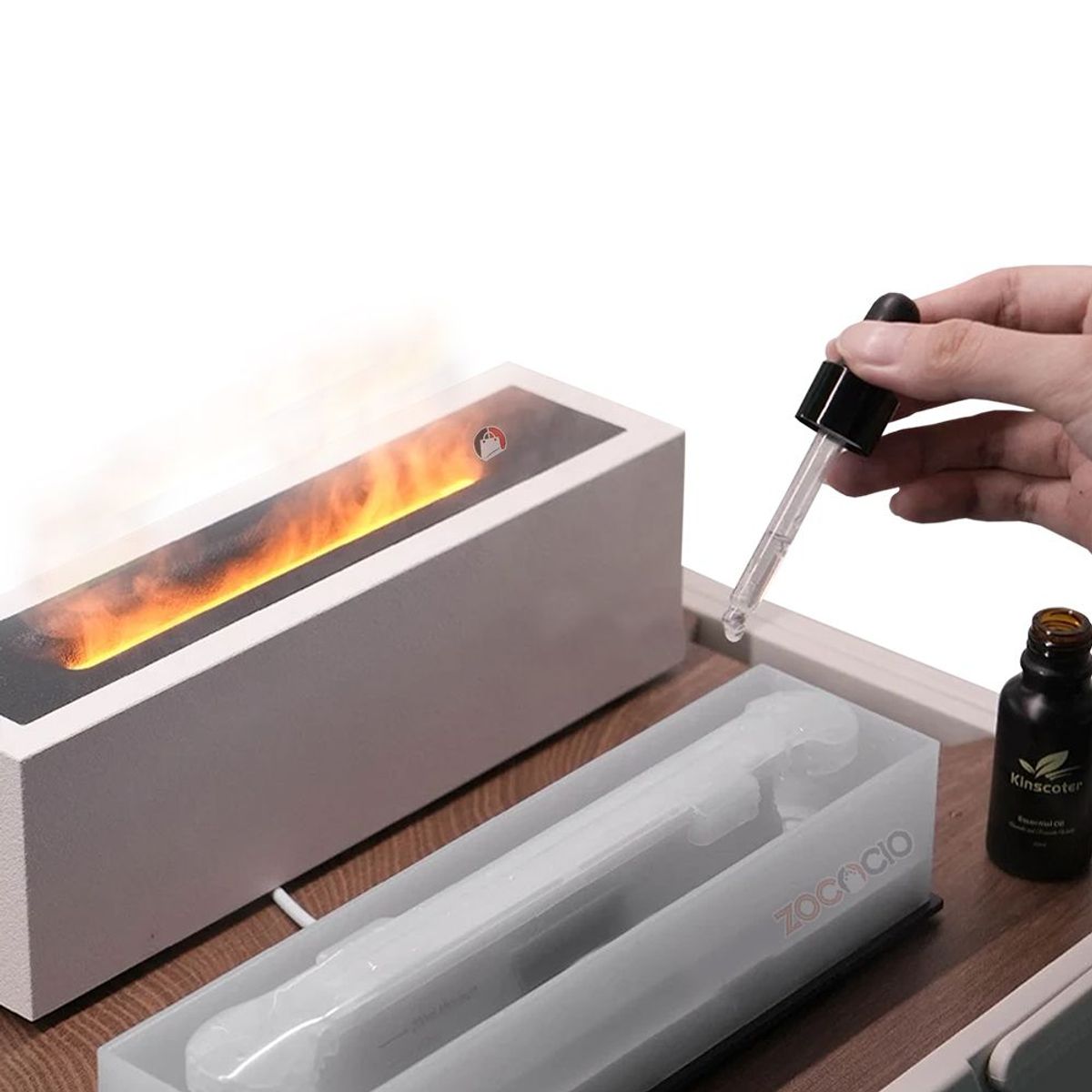 GENERICO - Difusor De Aroma De Llama Humidificador Chimenea Decorativa Negro