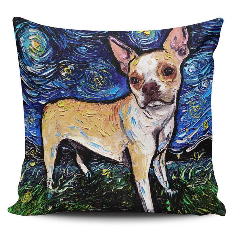 TAYRONA STORE - Funda Cojin Sin Relleno Noche Estrellada Perro Tan Boston Terrier