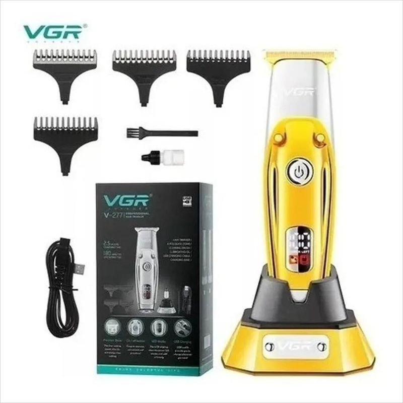 VGR - Maquina Corta Pelo Barba Trimmer VGR V-277 Usb Recargable Panel Led_.