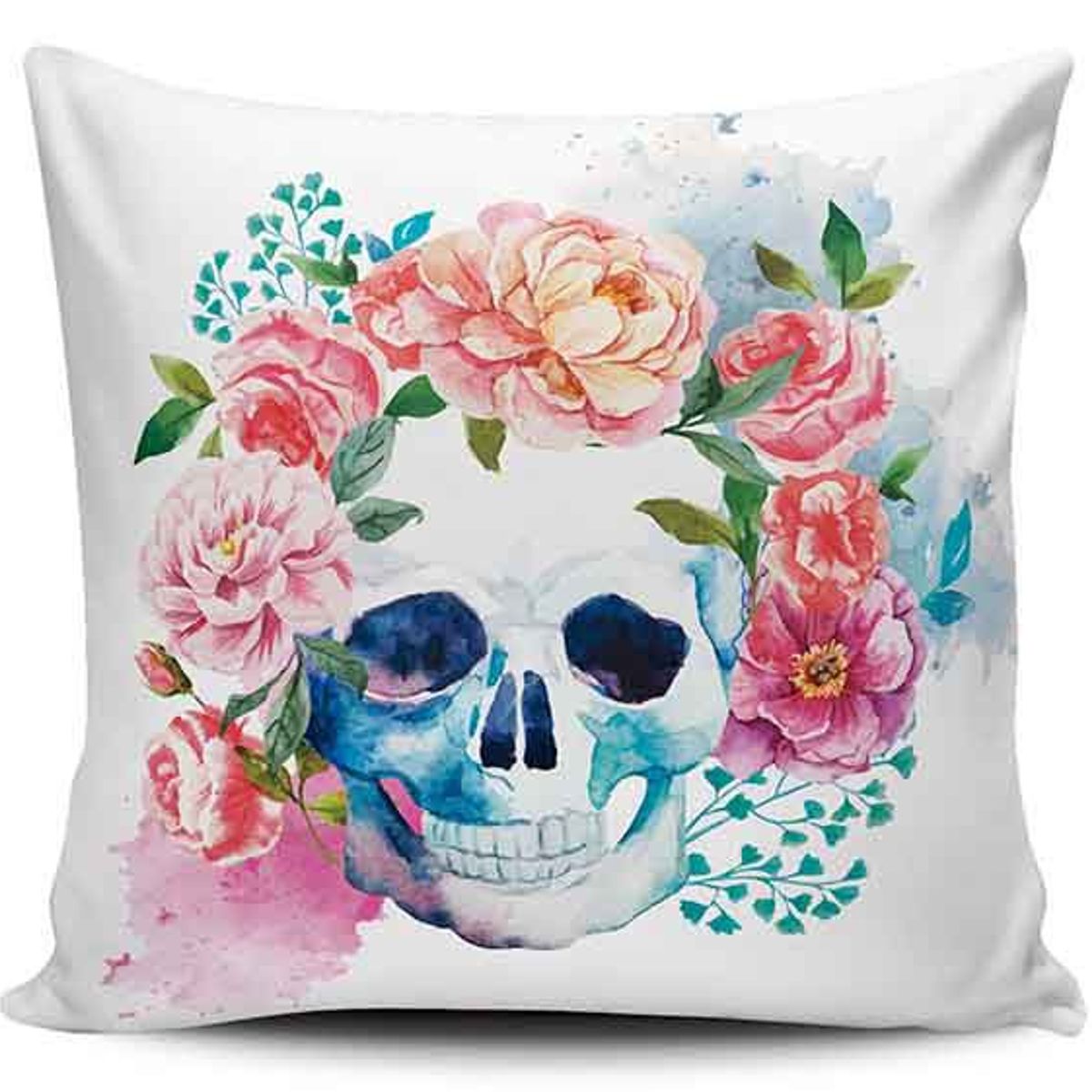 TAYRONA STORE - Funda Cojin Sin Relleno Calavera Con Rosas 02