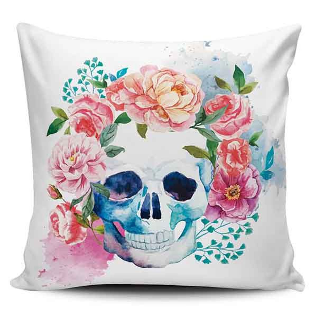 TAYRONA STORE - Funda Cojin Sin Relleno Calavera Con Rosas 02