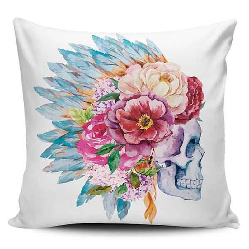 TAYRONA STORE - Funda Cojin Sin Relleno Calavera Con Plumas 04