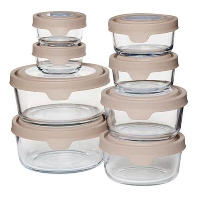 GENERICO - Recipiente De Vidrio Refractaria De Comida  x 16 Piezas Tapa Hermética