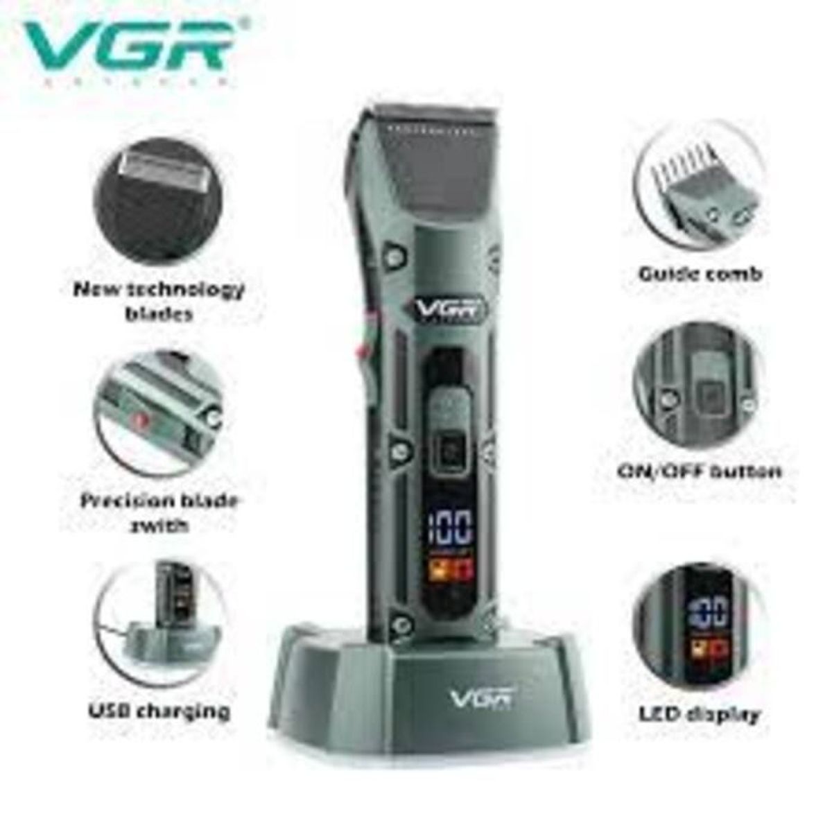 VGR - Maquina Peluquera  Electrica Peluquera Cabello Recarga V-696