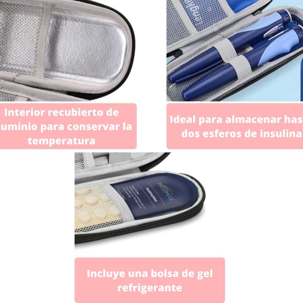 GENERICO - Estuche Pequeño Azul Refrigerante  Porta Insulina + Gel