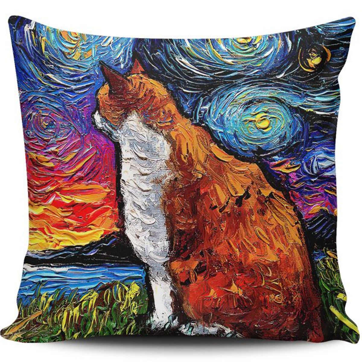 TAYRONA STORE - Funda Cojin Sin Relleno Noche Estrellada Gatos 229