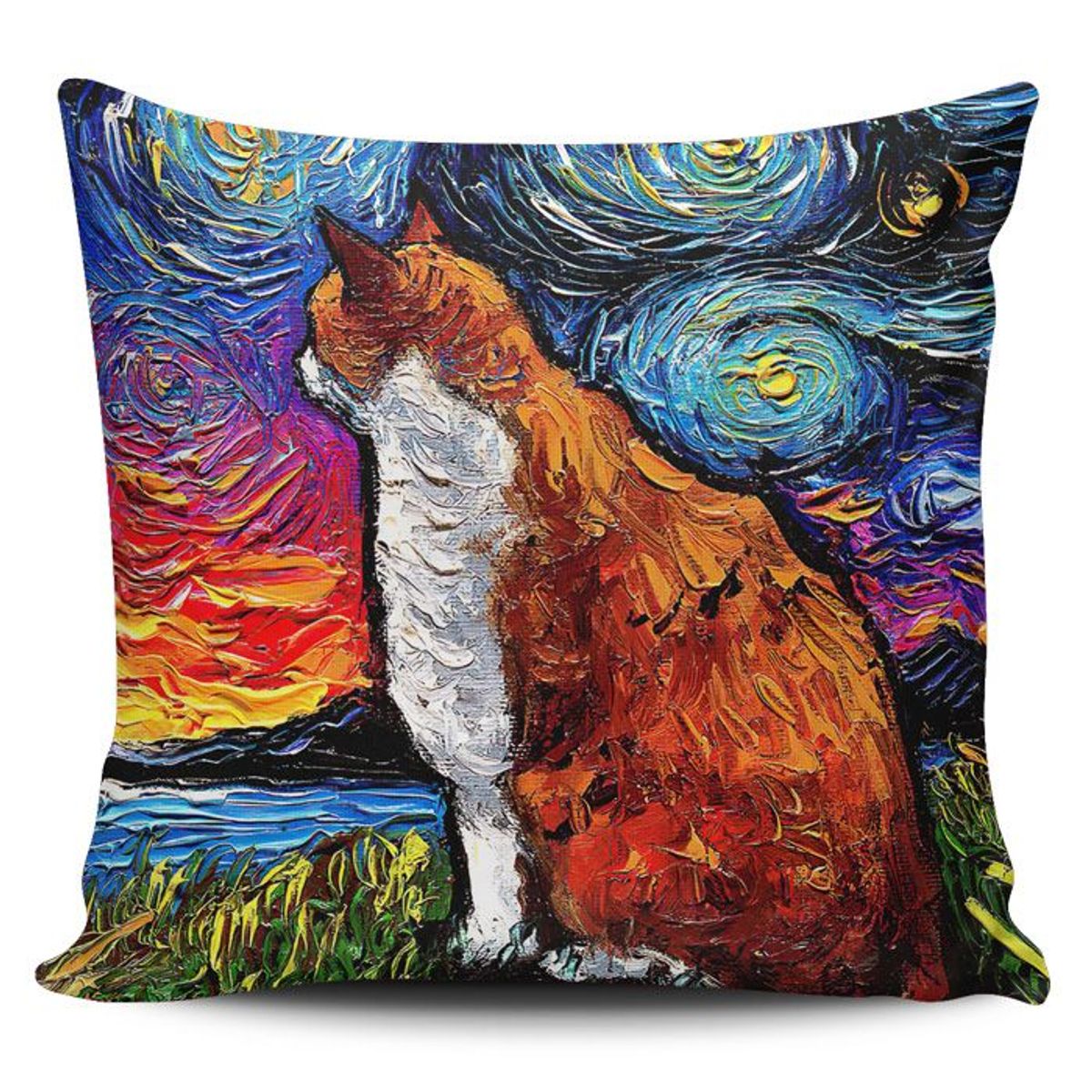 TAYRONA STORE - Funda Cojin Sin Relleno Noche Estrellada Gatos 229