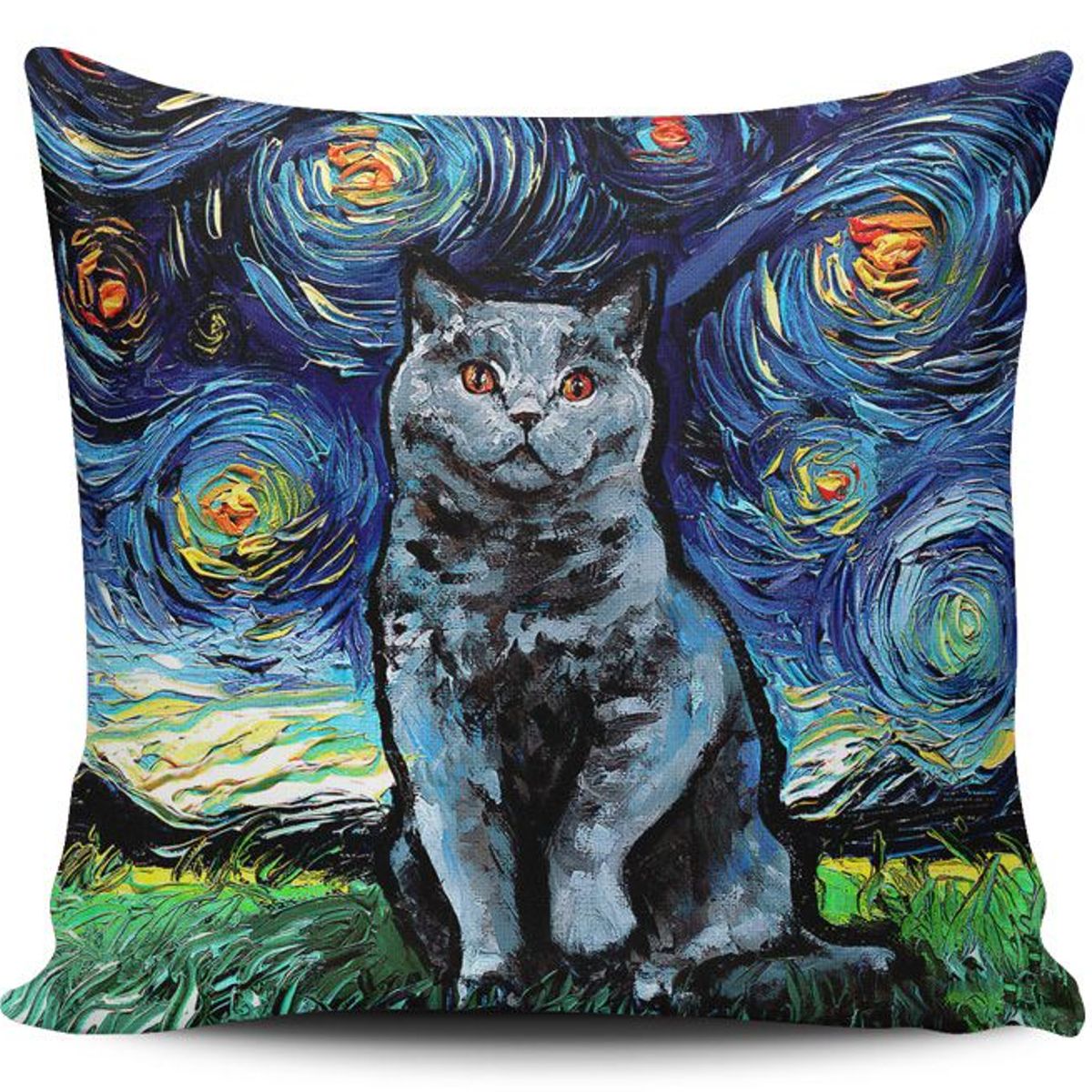 TAYRONA STORE - Funda Cojin Sin Relleno Noche Estrellada Gatos 231