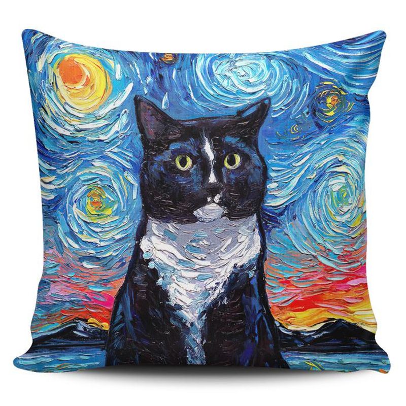 TAYRONA STORE - Funda Cojin Sin Relleno Noche Estrellada Gatos 233
