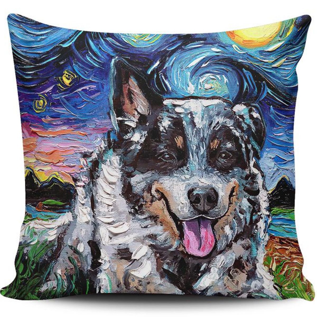 TAYRONA STORE - Funda Cojin Sin Relleno Noche Estrellada Perro Australian Cattle Dog