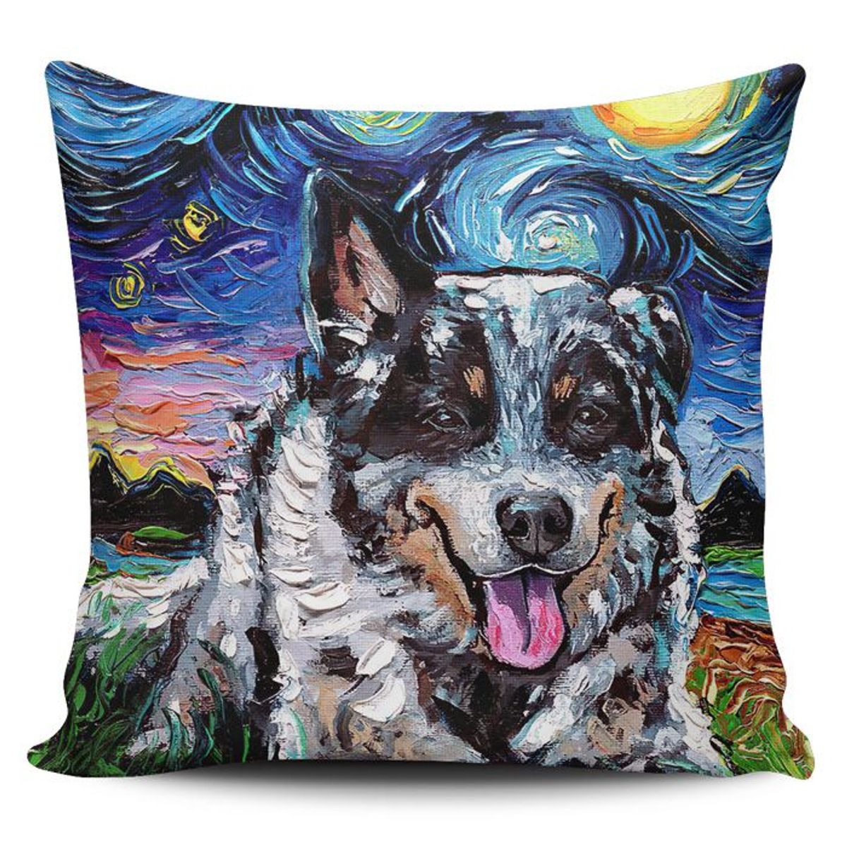 TAYRONA STORE - Funda Cojin Sin Relleno Noche Estrellada Perro Australian Cattle Dog