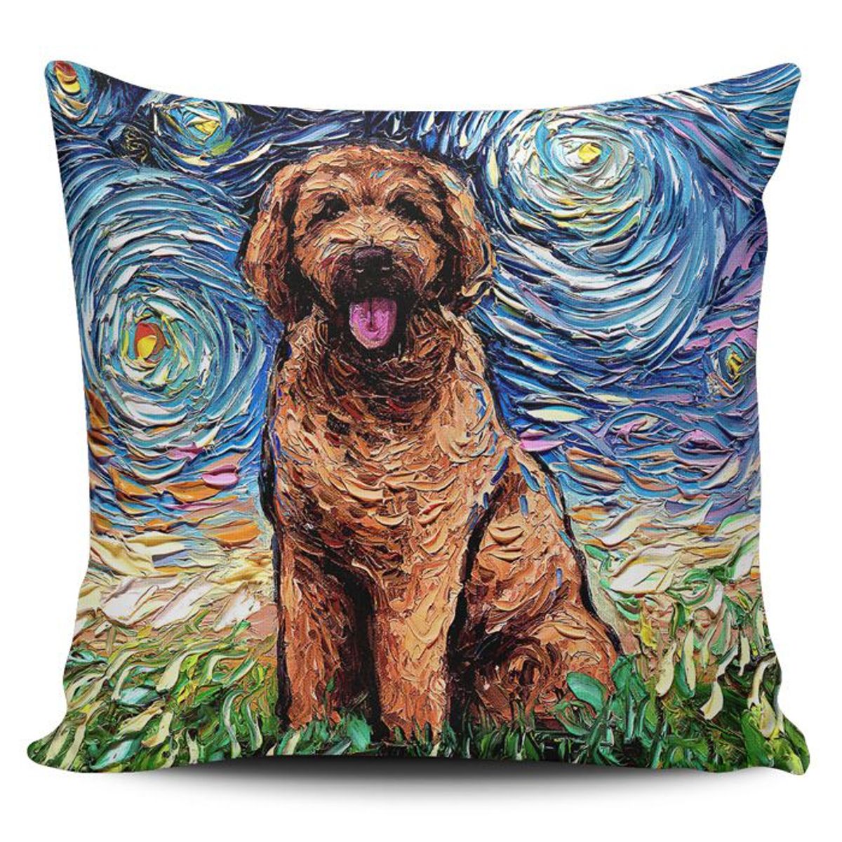 TAYRONA STORE - Funda Cojin Sin Relleno Noche Estrellada Perro Apricot Goldendoodle