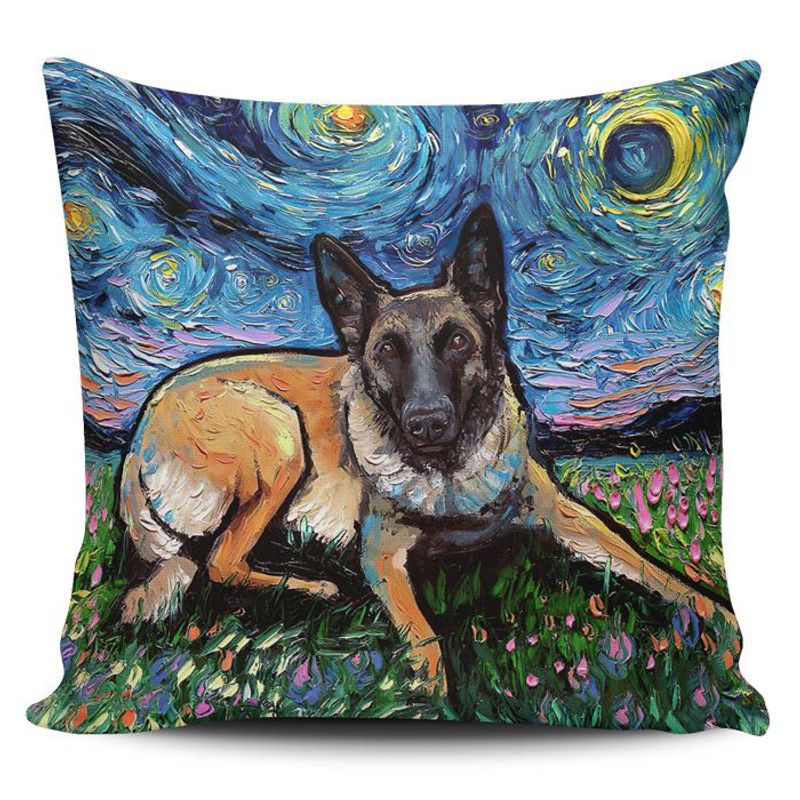 TAYRONA STORE - Funda Cojin Sin Relleno Noche Estrellada Perro Belgian Malinois