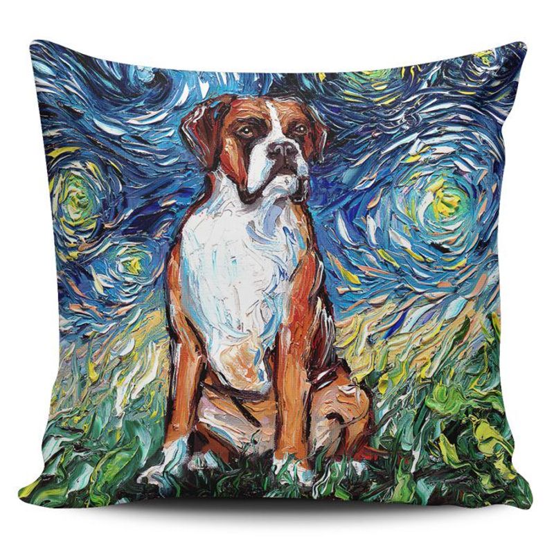 TAYRONA STORE - Funda Cojin Sin Relleno Noche Estrellada Perro Boxer 01