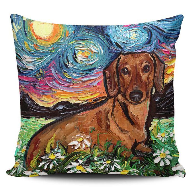 TAYRONA STORE - Funda Cojin Sin Relleno Noche Estrellada Perro Brown Dachshund 02