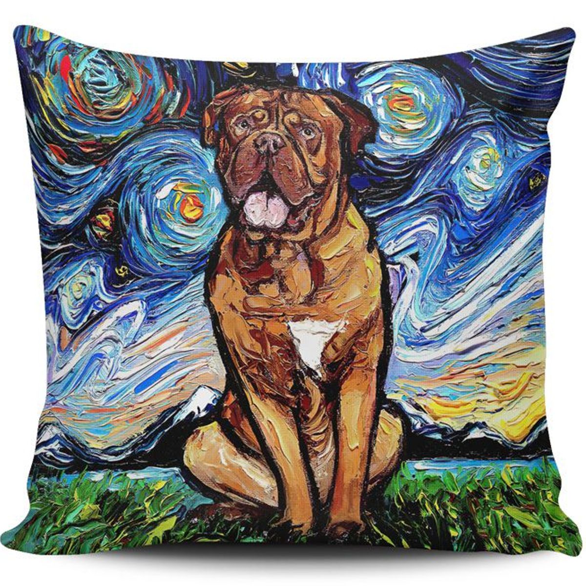 TAYRONA STORE - Funda Cojin Sin Relleno Noche Estrellada Perro Dogue De Bordeaux