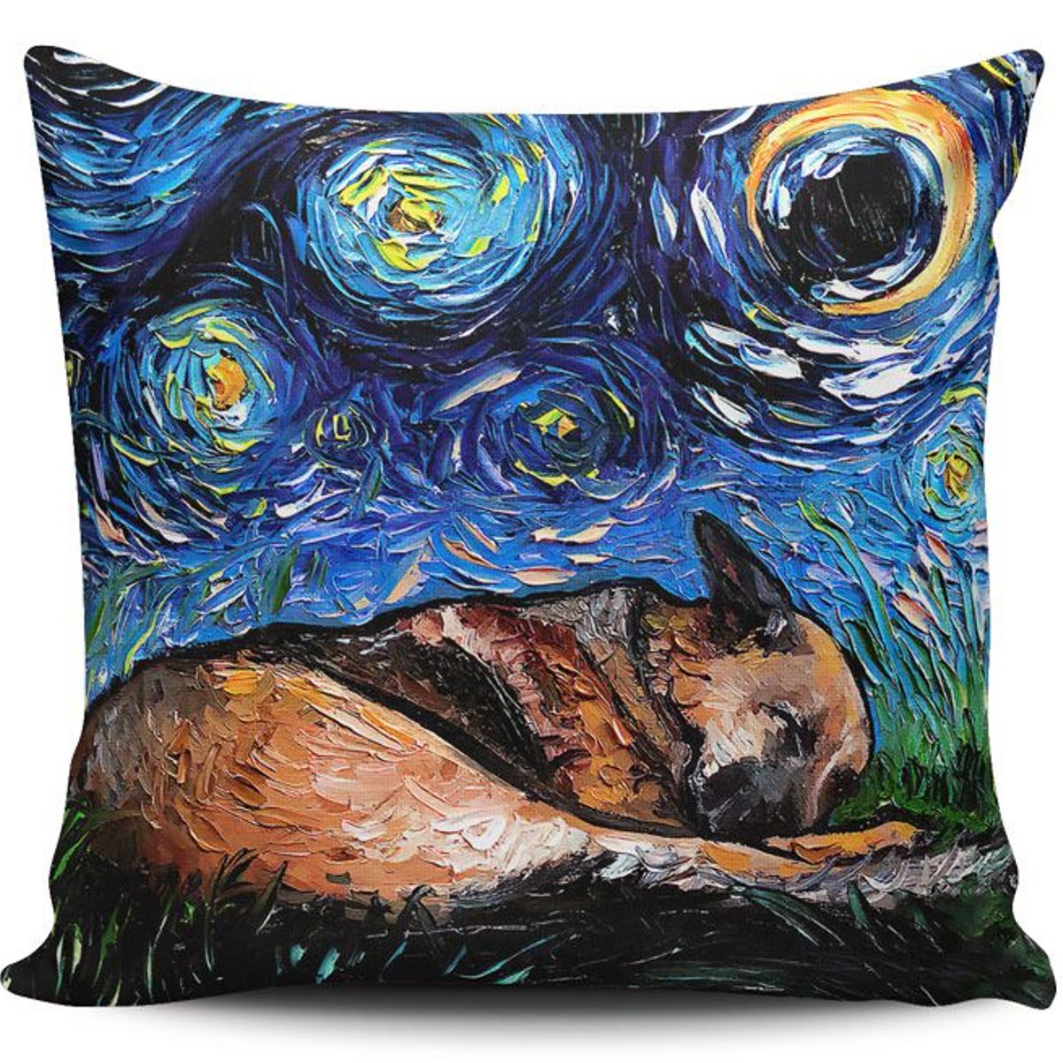 TAYRONA STORE - Funda Cojin Sin Relleno Noche Estrellada Perro Pastor Aleman 01