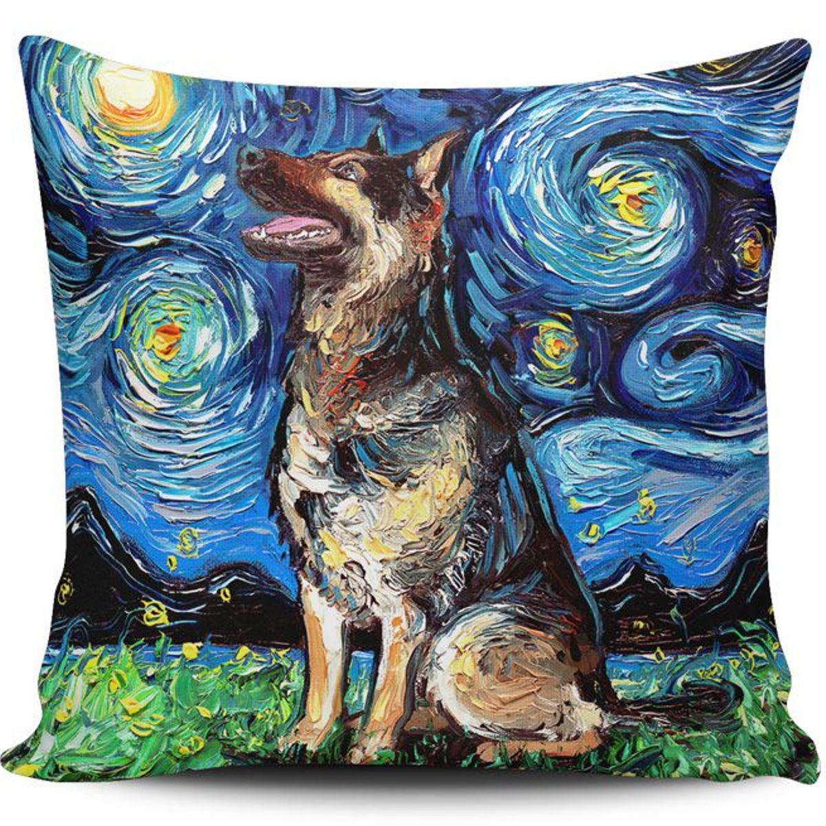 TAYRONA STORE - Funda Cojin Sin Relleno Noche Estrellada Perro Pastor Aleman 02