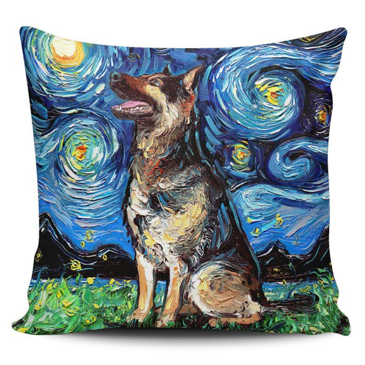 TAYRONA STORE - Funda Cojin Sin Relleno Noche Estrellada Perro Pastor Aleman 02