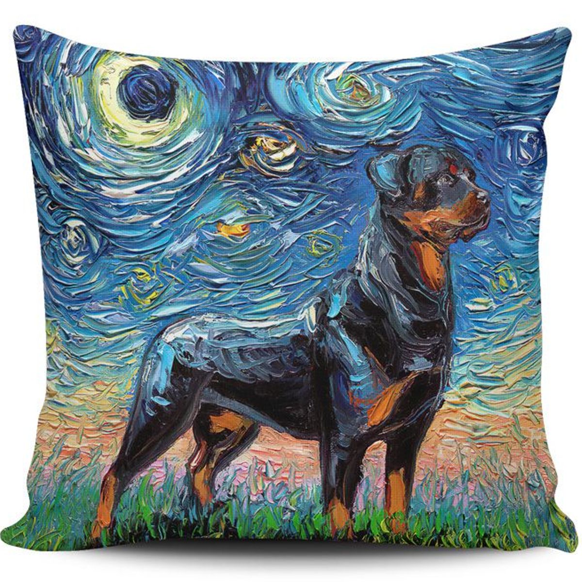 TAYRONA STORE - Funda Cojin Sin Relleno Noche Estrellada Perro Rottweiler 01