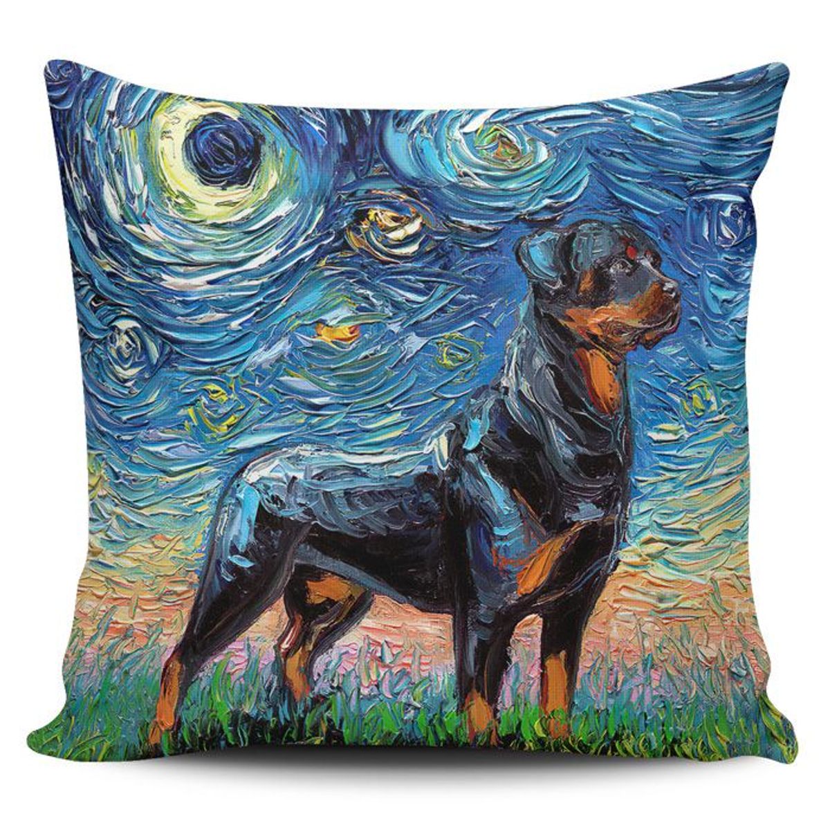TAYRONA STORE - Funda Cojin Sin Relleno Noche Estrellada Perro Rottweiler 01