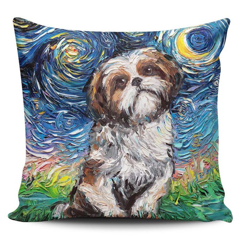 TAYRONA STORE - Funda Cojin Sin Relleno Noche Estrellada Shih Tzu