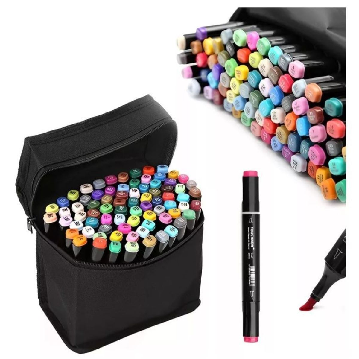 GENERICO - Marcadores Doble Punta X 80 Plumones Punta Pincel.