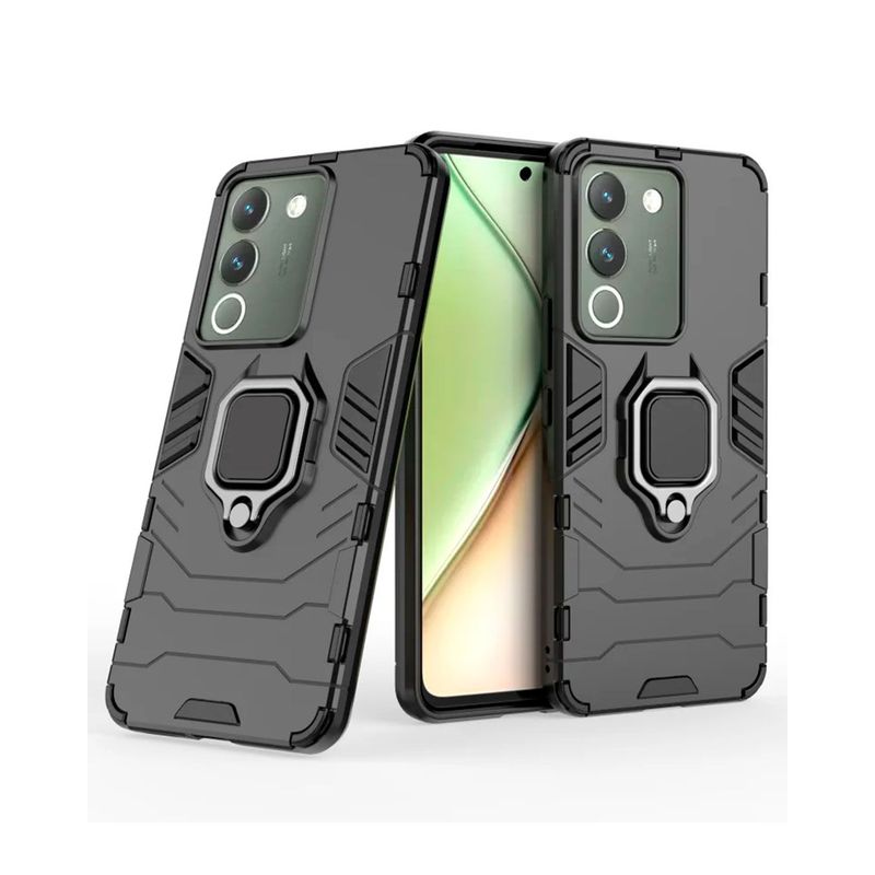 GENERICO - Estuche Anti Golpes Con Anillo Compatible con Vivo V30 Lite Negro