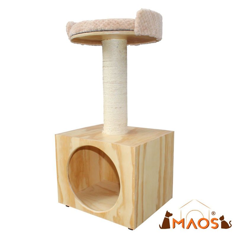 WOOD PETS - CASA RASCADOR ARBOL PARA GATO EN PINO