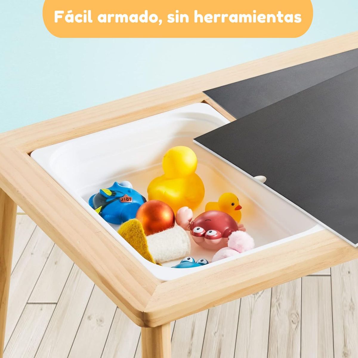 JUGANDO Y EDUCANDO - Mesa Sensorial Montessori En Madera De Pino 2 En 1 Niño Niña