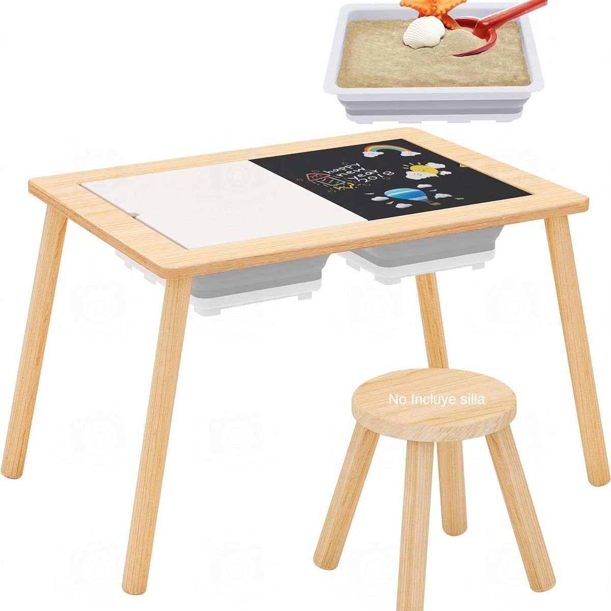 JUGANDO Y EDUCANDO - Mesa Sensorial Montessori En Madera De Pino 2 En 1 Niño Niña