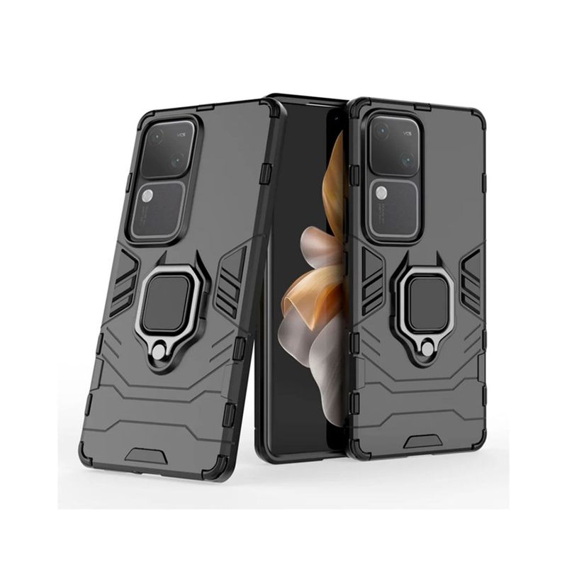 GENERICO - Estuche Anti Golpes Con Anillo Compatible con Vivo V30 Negro