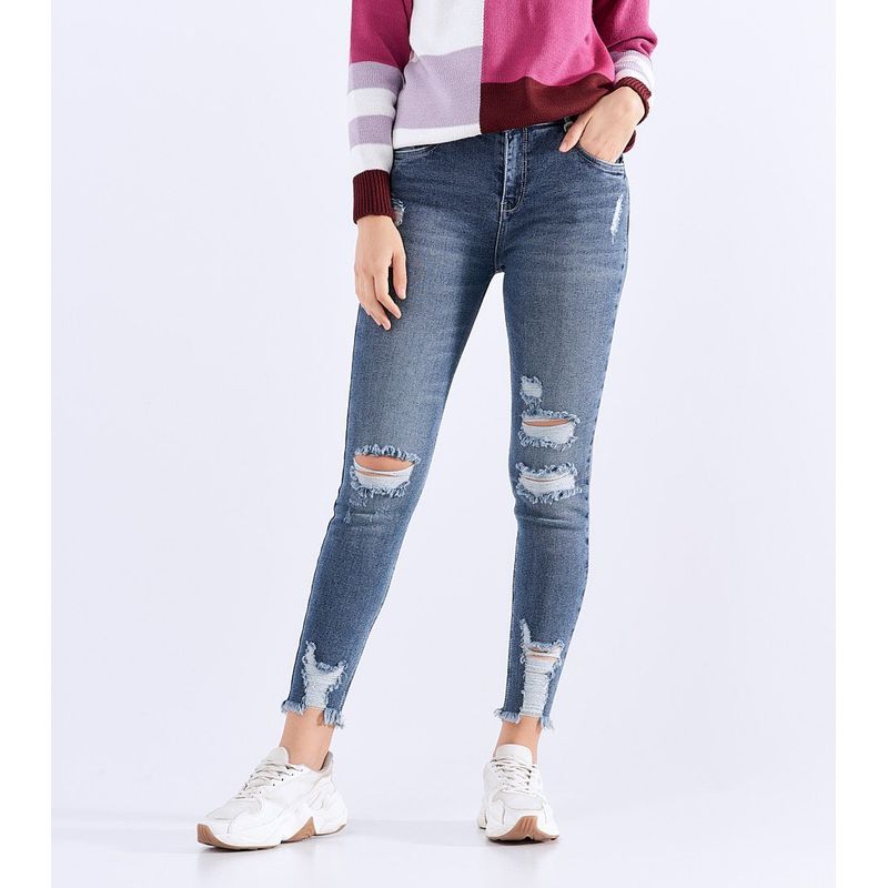 DEREK - Jean Skinny Para Mujer Con Proceso Y Rotos Derek