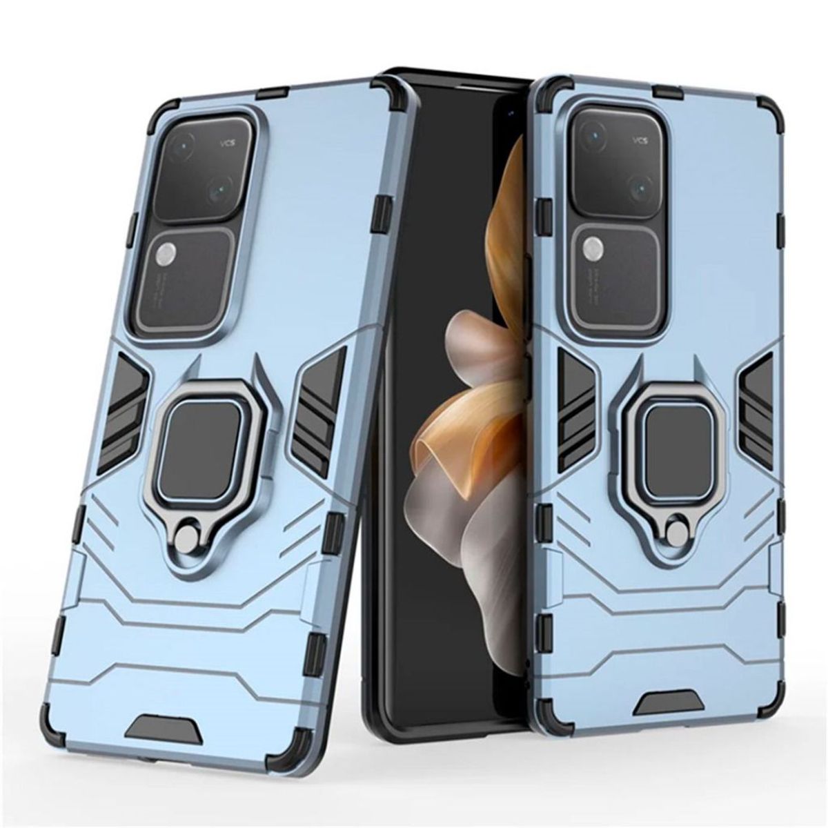 GENERICO - Estuche Anti Golpes Con Anillo Compatible con Vivo V30 Azul