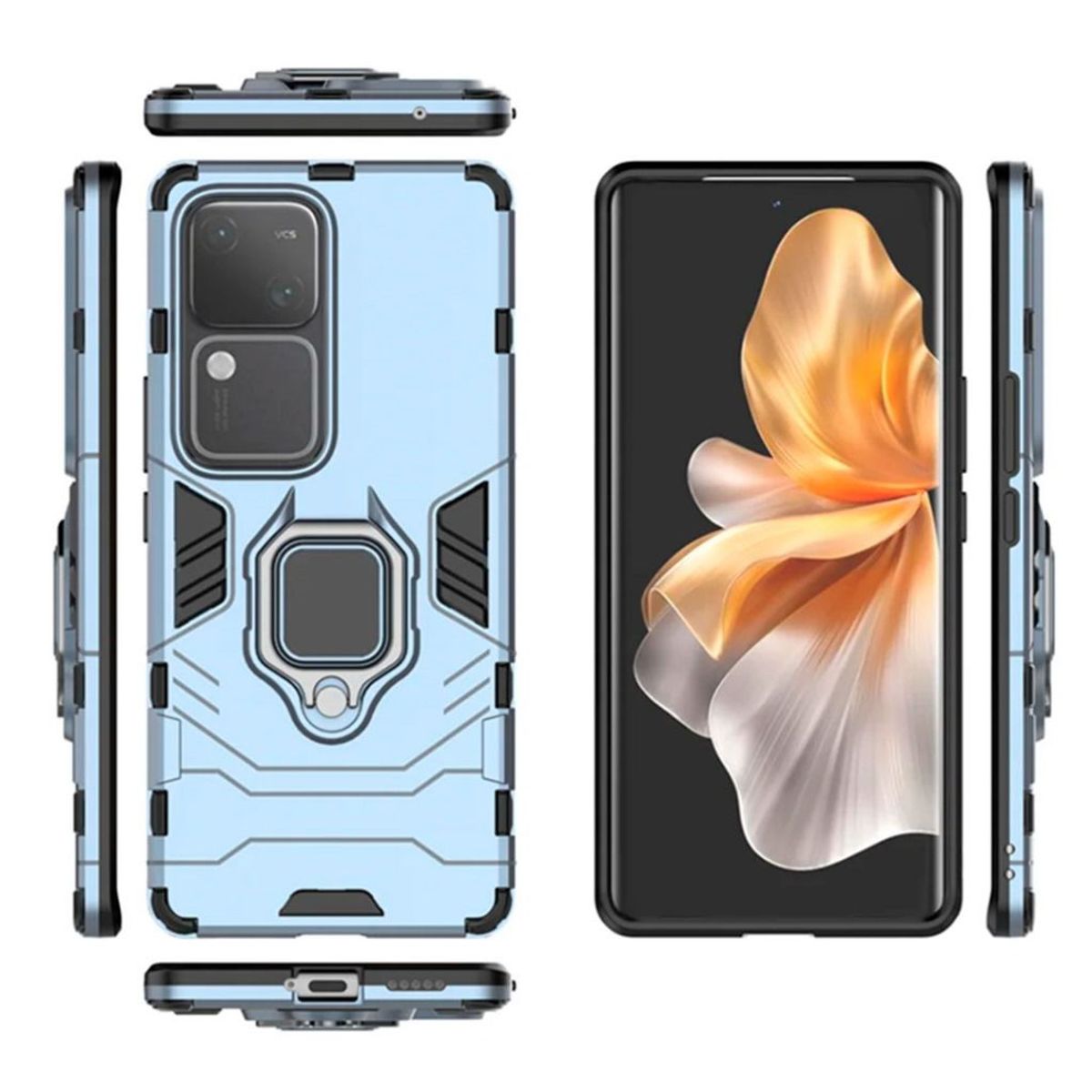 GENERICO - Estuche Anti Golpes Con Anillo Compatible con Vivo V30 Azul
